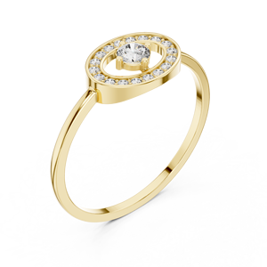 Anillo Minimalista de Oro Amarillo Sólido de 14k con Diamantes Cultivados en Laboratorio de Corte Redondo, Anillo de Boda Clásico, Regalo para Ella - Product Image 3