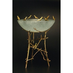 Bol de service de luxe plaqué or de haute qualité, motif oiseaux, design attrayant, idéal pour la maison et l'hôtel, centre de table, vente chaude - Product Image 1