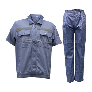 Combinaison de travail d'été à manches courtes en coton avec logo personnalisé, uniforme d'usine pour vêtements de travail de sécurité - Product Image 2