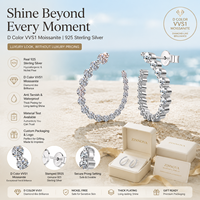 Boucles d'oreilles créoles rondes Bling Iced Out en Moissanite couleur D VVS1 pour femme, bijoux de luxe pour mariage et soirée nuptiale
