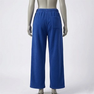 Pantalones Deportivos de Pierna Recta Azul Sólido, Pantalones de Algodón Suave para Estar en Casa, Cintura Elástica con Cordón, Uso Diario Informal, Ropa Personalizada OEM - Product Image 2