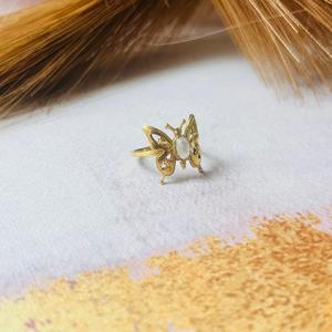 Butterfly <b>Ring</b> 18K Gold Plated Moonstone Brass Modern Bezel Set Women's Gemstone Daily Wear - Product Image 3