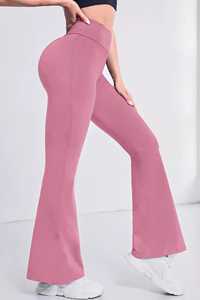 Whiteaura International Custom Mid Elastic Waist Skinny Fleece <b>Flare</b> Yoga Pants Breathable Stretchy <b>Leggings</b> Patchwork Flat - Product Image 2
