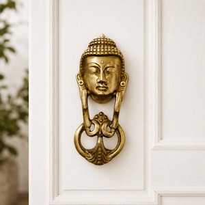 SHUBHAM Sonnette de porte Bouddha en laiton, style antique, design traditionnel, artisanale, décorative géométrique, quincaillerie de porte vintage - Product Image 2