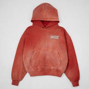 ผู้ผลิตเสื้อฮู้ดดี้ผู้ชายคุณภาพสูงแบบสั่งทำสีรุ้งสุดเทรนดี้ สไตล์สตรีท ทรงโอเวอร์ไซส์ ผ้าฝ้าย 100% แบบครอป ซันเฟด - Product Image 2