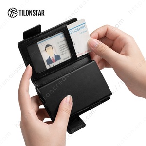 TILONSTAR TVC332 Multi-Function <b>Zip</b> Coin Pocket Sublimation Aluminum Pop up Business ID Wallet Bi-fold Leather <b>Card</b> <b>Holder</b> - Product Image 6