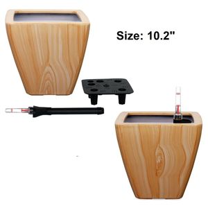 Set di 2 Vasi Intelligenti Autoirriganti Quadrati in Legno Chiaro per Interni/Esterni - Product Image 6