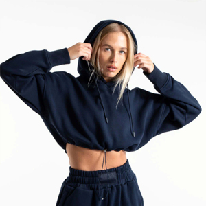 Hoodies courts décontractés et élégants en polaire épaisse et chaude pour l'hiver, avec cordon de serrage ajustable à la taille, qualité supérieure - Product Image 2