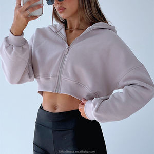 Trendy Women’s <b>Zip</b>-<b>Up</b> <b>Crop</b> Sweatshirt Lightweight Soft Pullover Long Sleeve Casual Fashion Streetwear Top - Product Image 2