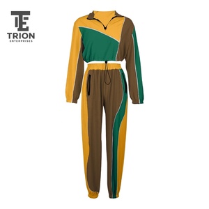 OEM Custom Casual Eco-Friendly Color Block Lightweight Technical <b>Windbreaker</b> Tracksuit <b>Women</b> 2Pcs Color Contrast - Product Image 1