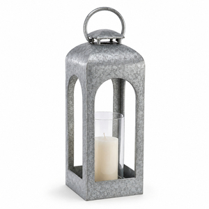 Galvanized Metal <b>Lantern</b> <b>Set</b> of 2 Vintage Industrial Iron Candle Holder for Outdoor Garden and Farmhouse Home Decor Wholesale - Product Image 3