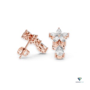 Pendientes de Oro Rosa de 18K con Diamantes Cultivados en Laboratorio en Forma de Marquesa y Pera de 1.7 CTW - Product Image 1