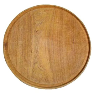 Assiettes plates rondes en bois, design minimaliste fait main, couleur unie, service de table de 4 pièces, assiettes décoratives pour table à manger en bois - Product Image 6