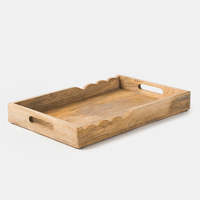 Plateau de rangement en bois, forme rectangulaire, design classique, surface non finie, pour table, à un seul niveau, matériau durable, vaisselle