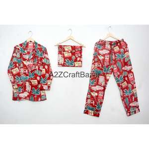 Conjunto de Pijama de 2 Piezas para Mujer, Hecho a Mano, Vintage, Romántico, Clásico, Floral, 100% Algodón, Cintura Elástica, Mangas Largas - Product Image 6