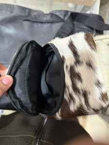 Sac de poitrine vintage en cuir de vachette unisexe, sac à bandoulière décontracté, sac de voyage portable, fermeture éclair tendance LHCB-0006 - Product Image 4