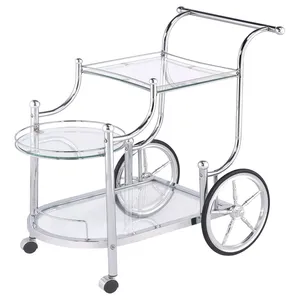 Carrito de Servicio Metálico Decorativo Moderno Hecho a Mano para Comedor, Carrito Rodante de Metal de Lujo para Eventos de Catering, Seguro y Plateado - Product Image 3