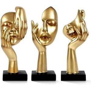 3 piezas de esculturas modernas de resina para el hogar, estatuas de pensadores, figuras coleccionables para decoración de hogar, oficina, estantería, escritorio, color dorado - Product Image 1