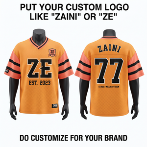เสื้อฟุตบอลผ้าโพลีเอสเตอร์ตาข่ายระบายความชื้น 180 GSM สีส้ม ชมพู ดำ แบบแผง  ปักโลโก้ตามสั่ง  แบบซับลิเมชั่น - Product Image 1