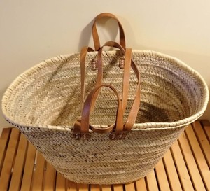 Set of 10 Baskets Double Leather Handles - 2 Sizes to choose from - Wholesaler Shopping <b>Bags</b> <b>Beach</b> Market Shopping - Product Image 1