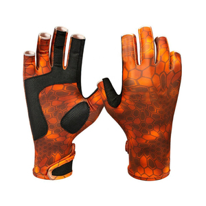 Guantes de Pesca Modernos de Media Palma con Estampado de Escamas Naranjas, Material Sintético, Cierre de Gancho y Bucle, Unisex, para Todas las Estaciones - Product Image 5