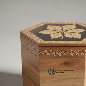 Taburete Hexagonal de Madera Tallado a Mano al por Mayor, Mesa Auxiliar Decorativa con Incrustaciones Artesanales, Madera Maciza de Calidad Premium para Entrada o Dormitorio - Product Image 3