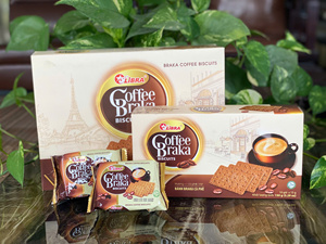 บิสกิตกาแฟครีมรสเค็ม บราคา ลักซ์ 150 กรัม คั่วเข้ม ทอดกรอบ กระบวนการทอดแบบม้วน น้ำเกลือน้อย ไขมันต่ำ บรรจุกล่อง - Product Image 1