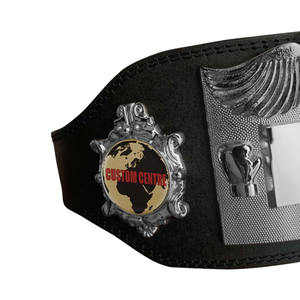 Cinturón de Campeonato Personalizable con Alas Plateadas y Guantes de Boxeo, Cinturón de Cuero de Primera Calidad para Texto Personalizado - Product Image 3