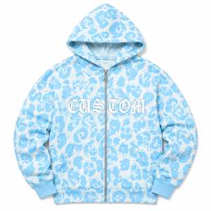 Trendy Skull Camo Hoodies For <b>Men</b> Custom Full Zip 100% Cotton Oversized Graphic Zip-Up Streetwear Winter <b>Pullover</b> OEM Wholesale - Product Image 2