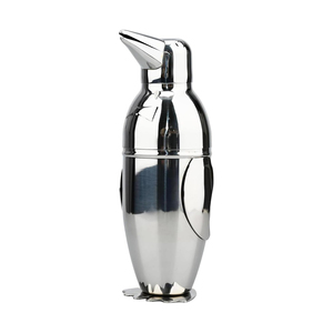 Shaker à cocktails fantaisie en forme de pingouin, fabriqué en métal poli avec un passoire intégré pour une mixologie et des soirées impeccables - Product Image 1