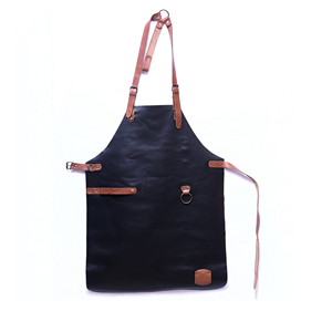 Delantal de cuero estilo clásico, duradero, con bolsillos para cocinar y uso diario. - Product Image 1