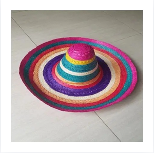 Sombrero Mexicano de Paja Tejida con Bordado a Mano y Adorno Trenzado Colorido, Unisex, para Playa, Viajes, Fiestas y Disfraces - Product Image 1