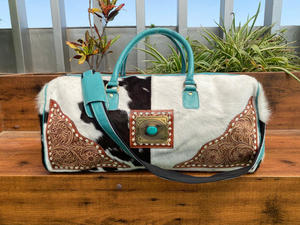 Nuevo equipaje pequeño y grande de cuero genuino occidental, multiusos, gran oferta, hecho a mano, Unisex, conjunto combinado de 2 piezas, bolsa de lona de piel de vaca - Product Image 5