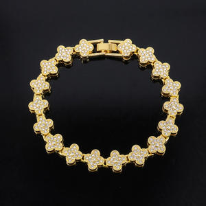 Flower Shape Lab Grown Crystal Rhinestone Hip Hop 14K Gold <b>Statement</b> <b>Necklace</b> S925 Silver Rhodium Luxury Party Jewelry Unisex - Product Image 3