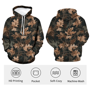 Vente en gros de sweat-shirts à capuche unisexes surdimensionnés, imprimés camouflage, avec cordon de serrage, taille plus, avec logo de marque personnalisé - Product Image 4