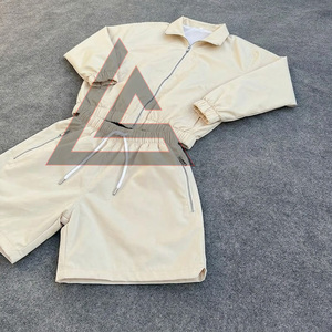 Ensemble de jogging d'été respirant en polyester 100 %, coupe-vent unisexe à fermeture éclair deux pièces avec short, couleur personnalisable - Product Image 3