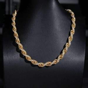Luxury Two Tone <b>Rope</b> <b>Chain</b> Moissanite Diamond Necklace VVS Hip Hop Twisted Link Jewelry for Men Unisex Premium Accessory - Product Image 1