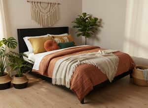 Cadre de lit moderne en bois massif de mangue, éco-responsable, fabriqué à la main, qualité export OEM ODM, mobilier sur mesure - Product Image 5