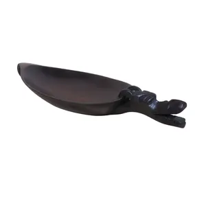 Handmade Wooden Serving <b>Plate</b> Animal Shape Traditional Chinese Design Solid Color Decorative Dish - Product Image 1