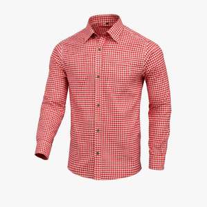 <b>Men</b>’s <b>Red</b> Bavarian Trachten Oktoberfest <b>Shirt</b> Traditional Button Down Cotton S to 4XL - Product Image 1