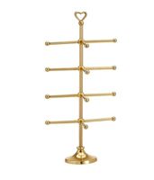 Support à bijoux en laiton à trois niveaux avec base solide et stable pour un rangement sécurisé des bijoux, finition décorative ajoutant une touche de luxe à n'importe quelle pièce.