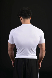 Camiseta de Compresión de Manga Corta Blanca Personalizada para Hombre, Protección UPF50, Secado Rápido, Tejido de Poliéster/Algodón - Product Image 6