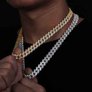 Collar de Plata 925 Chapado en Oro con Diamantes Baguette y Cadena Cubana Estilo Hip Hop Unisex - Product Image 3