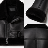 Blouson aviateur B-6 en cuir d'agneau nappa noir mat de qualité supérieure pour homme, doublure en laine mérinos respirante et coupe-vent, grandes tailles