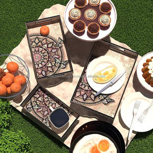 Unique Piece Silicone Eco-Friendly Fashionable Classic Serving <b>Tray</b> with <b>Enameled</b> Printed Rectangle Design for Party Home Use - Product Image 3