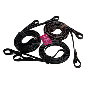 Riñas de goma de caballo en cuero de calidad trenzada, COLOR negro y marrón - Product Image 1