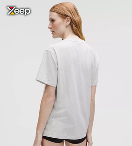 T-shirt décontracté pour femme XEEP personnalisé, respirant, léger, en tricot Spandex/Coton, uni, brodé, col en V, coupe ample - Product Image 1
