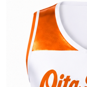 Maillot de cheerleading sans manches sublimé blanc et orange, tenue de sport athlétique pour l'entraînement, la performance et la compétition - Product Image 4