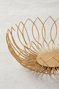 Gold Metal Wire <b>Fruit</b> <b>Storage</b> Basket Petal Shaped Rim Open Bowl Kitchen Countertop Vegetable Organizer - Product Image 5