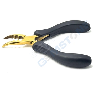Alicates Profesionales Curvos de 3 Orificios para Extensiones de Cabello - Herramienta de Acero Inoxidable Dorado para Micro/Nano Anillos (Orificios de 3mm/4mm/5mm) GEMSTONE - Product Image 5